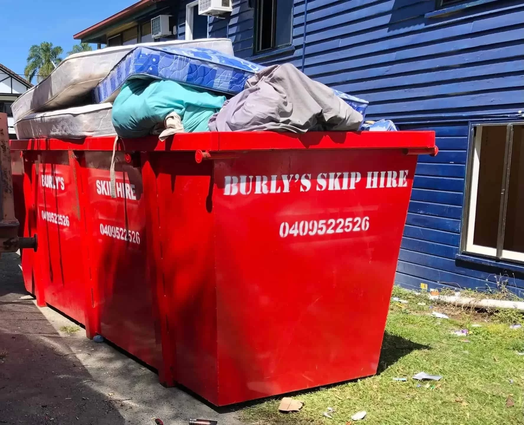 Burly's skip hire full skip bin